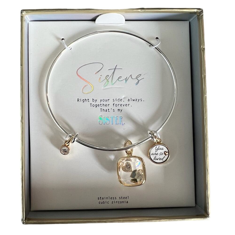 Gift for sister bangle charm bracelet NWT